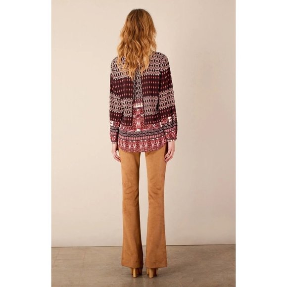 New Hale Bob Relaxed Fit Boho Print Hippie Blouse Top Long Sleeve Bohemian Shirt - Picture 9 of 10